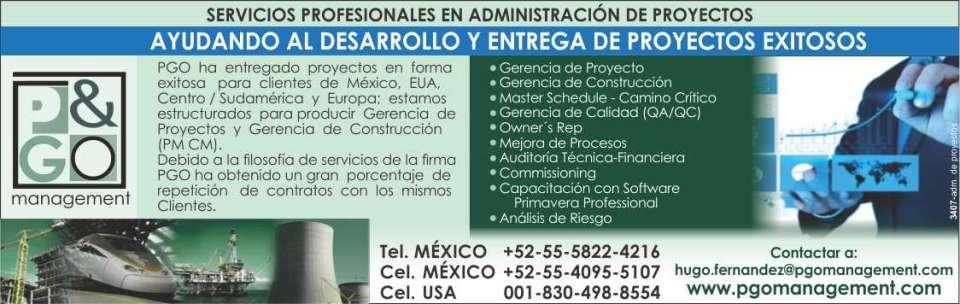 Servicios Profesionales en Administracion de Proyectos, ayudando al desarrollo y entrega de proyectos exitosos. Gerencia de Proyectos.Gerencia de Construccion. Master Schedule - Camino Critico.