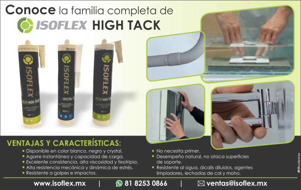 Selladores Isoflex, Disponible en color blanco, negro y cristal, agarre instantaneo y capacidad de carga, excelente consistencia, resistente a golpes, no necesita primer, resistente al agua