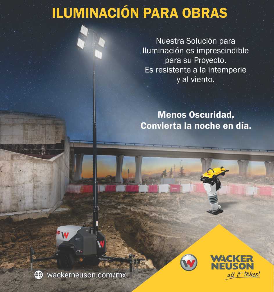 Nuestras Soluciones para Iluminacion de Obras, le ofrecen exactamente lo que necesita, son Resistentes y faciles de usar. Menos Oscuridad, Convierta la noche en dia. Apisonadoras Wacker